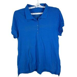 Faded Glory Womens Blue Polo Shirt XL Classic Fit Short Sleeve Casual
